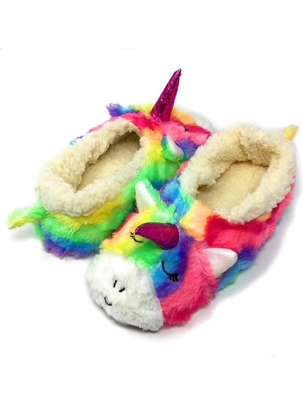 OOOH GEEZ YEAH Unicorn Sherpa Non-Slip Slippers, size Small (5-6), NEW